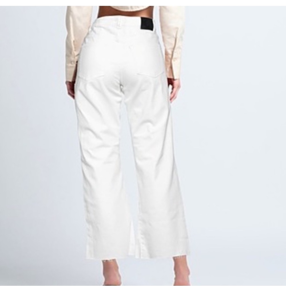 Maje White Denim Jeans high waist wide leg Sz 10 - Picture 3 of 10